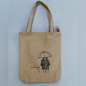 Girl with umbrella tote bag